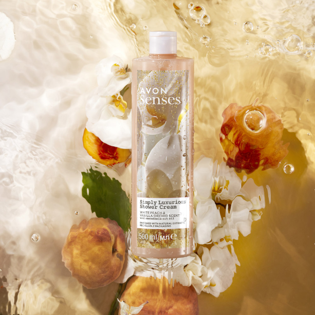 Krémový sprchový gel s vůní broskve a vanilkové orchideje, 500ml