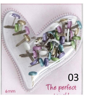 Hřebíčky na scrapbooking 36ks pastel gliter